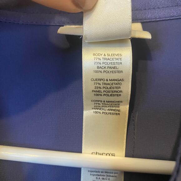 Chicos Blue Sheer Back Anorak Jacket Womens Size 3 (XL) Roll Tab Sleeve Full Zip - Picture 7 of 13